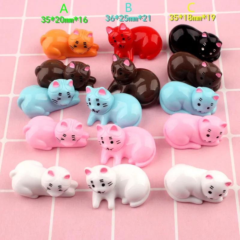 10 шт. 3D кошка фея сад миниатюрные фигурки мини сад смолы кабошоны DIY украшения аксессуары для украшения дома - Цвет: Style B Mixed color