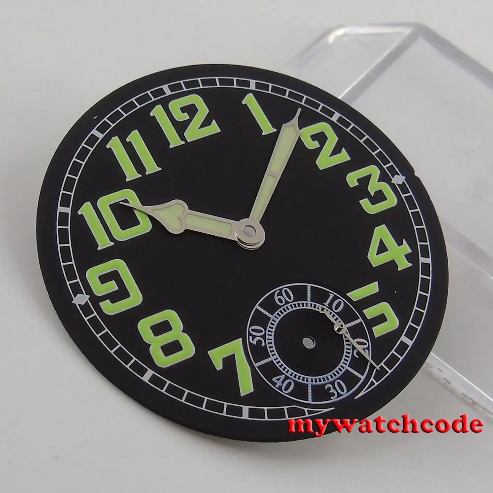 

35mm black luminous dial fit eta 6498 ST movement Watch D59 (dial+hand)