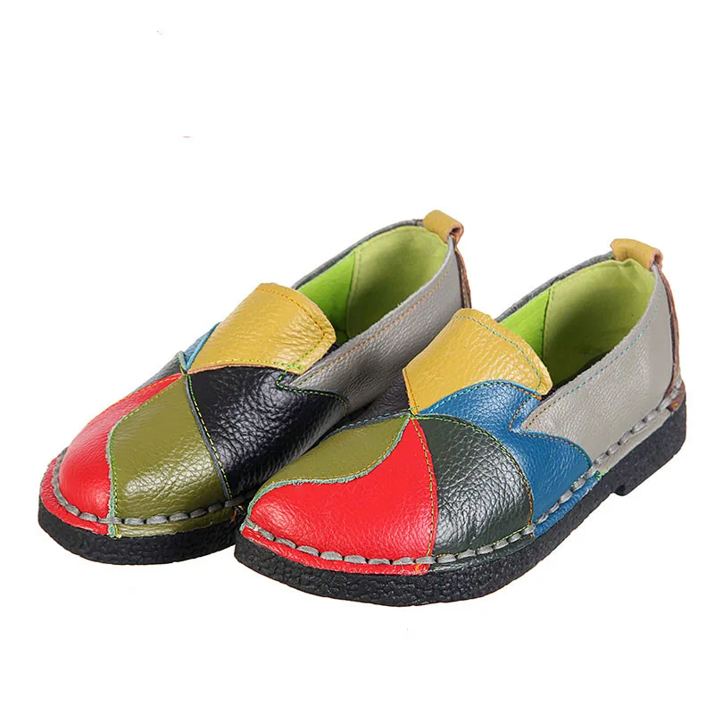 2098-Red YEELOCA/ женские лоферы с нашивками, обувь на плоской подошве, женская летняя обувь на плоской подошве, Мягкие Мокасины ярких цветов из натуральной кожи, лоферы - Цвет: 2098-Red