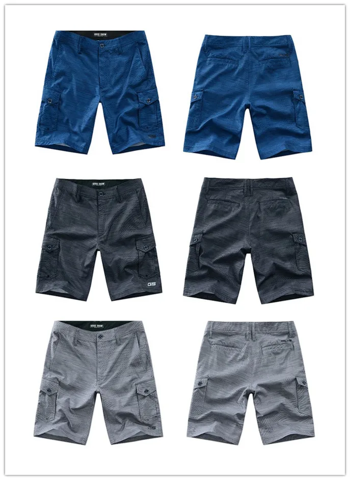 Pantalones cortos de playa finos para hombre, shorts transpirables de secado rápido, para surf, con bolsillos, color gris, azul y negro, talla grande