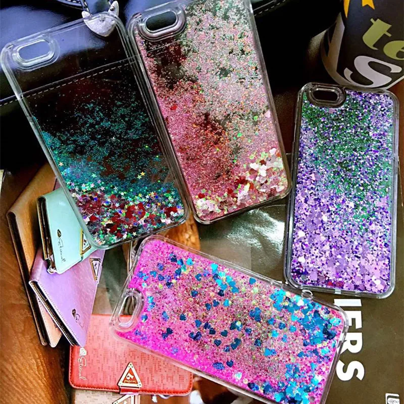 Девушки Мода Жидкий блеск песок мобильный телефон чехлы для iphone 6 s 5 5s 7 8 Plus чехол