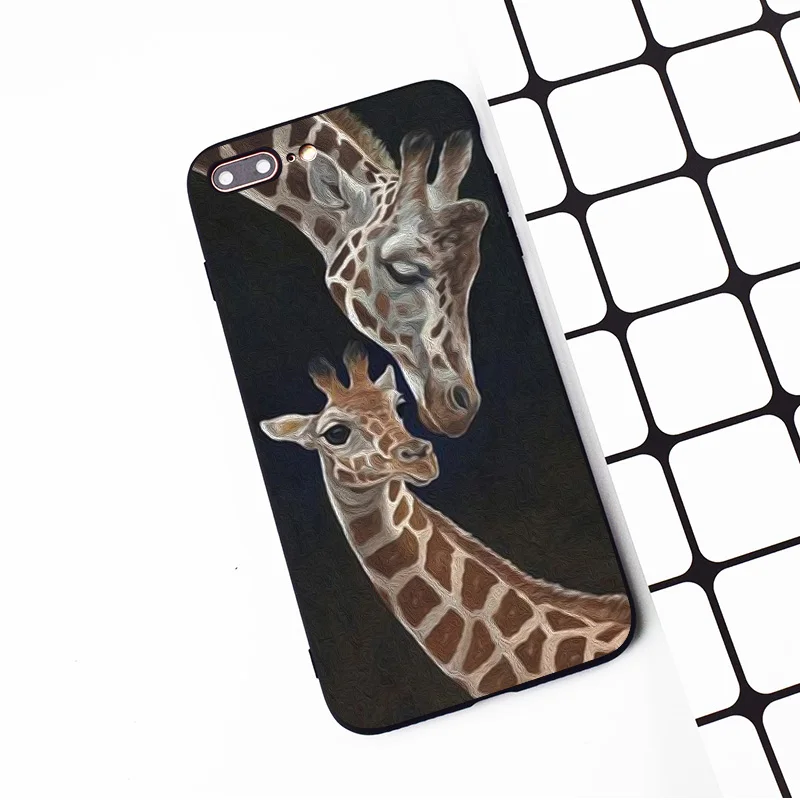 M228 Черный силиконовый чехол с забавным жирафом для Apple iPhone 11 Pro XR XS Max X 8 7 6 6S Plus 5 5S 5G