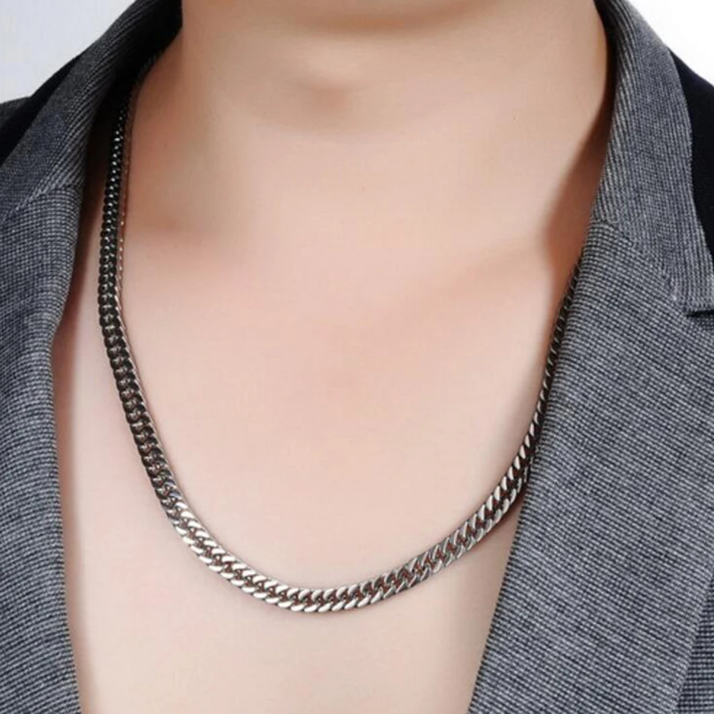 NIBA 8 мм Широкий мужские цепи Collana Uomo 24 дюйма чайник из нержавеющей стали с