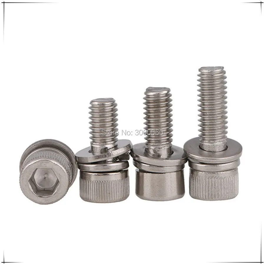 M2.5 M3 Stainless Steel 304 Socket Head Cap Sem Screw With Spring Flat Washers Assembed 500pcs/lot | Обустройство дома