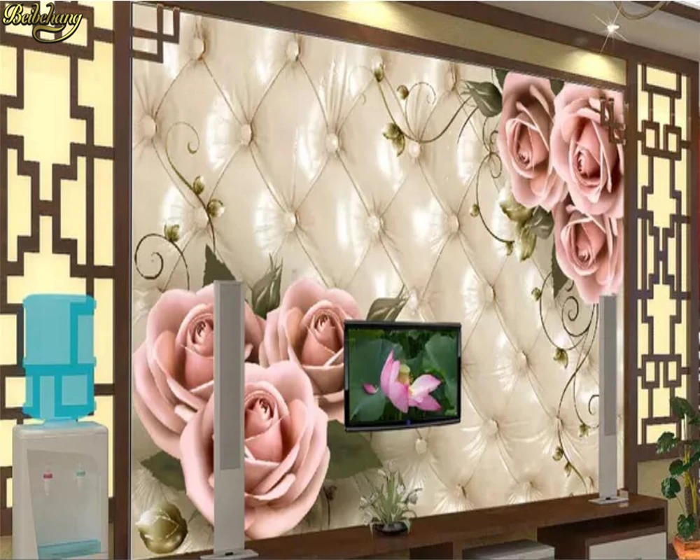 Фотообои beibehang на заказ настенные 3D обои имитация мягкого мешка роза фон для