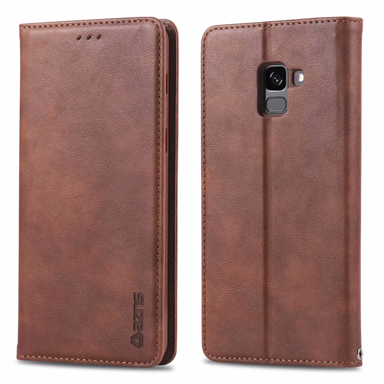 FGW Brown AZNS чехол для samsung Galaxy A8+ плюс A730F/A8 A530F из искусственной кожи держатель для карт бумажник чехол магнитное притяжение - Цвет: FGW Brown