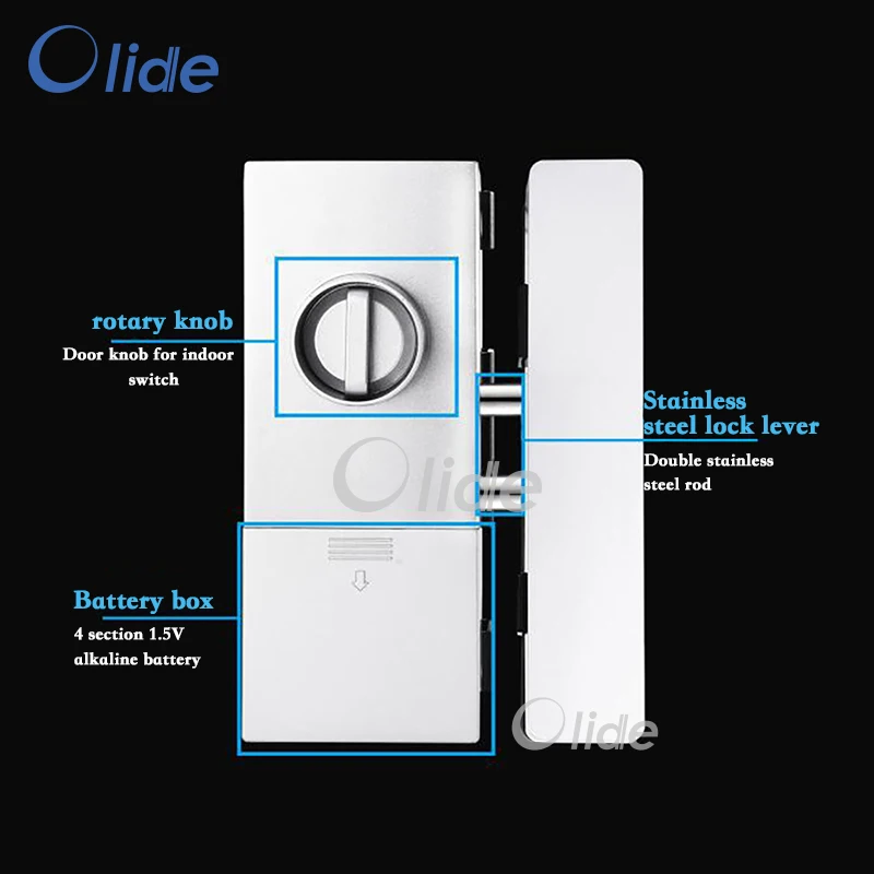 Olide отпечаток пальца стеклянный дверной замок Пароль/отпечаток пальца/RFID карта в