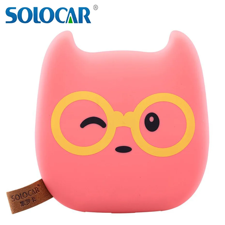 Solocar Портативный Банк силы Мультфильм Зарядное Устройство 18650 Power Bank 7500 мАч литий