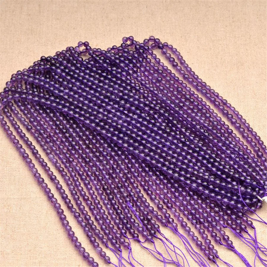Genuine Natural Purple Amethyst Gemstone Crystal Round Bead Fine Jewelry 6mm Necklaces Bracelets DIY Beads | Украшения и