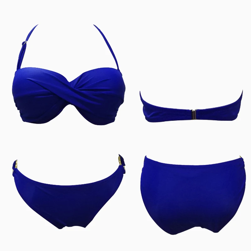 2019 new hot candy solid color split bikini metal ring decoration four colors optional |