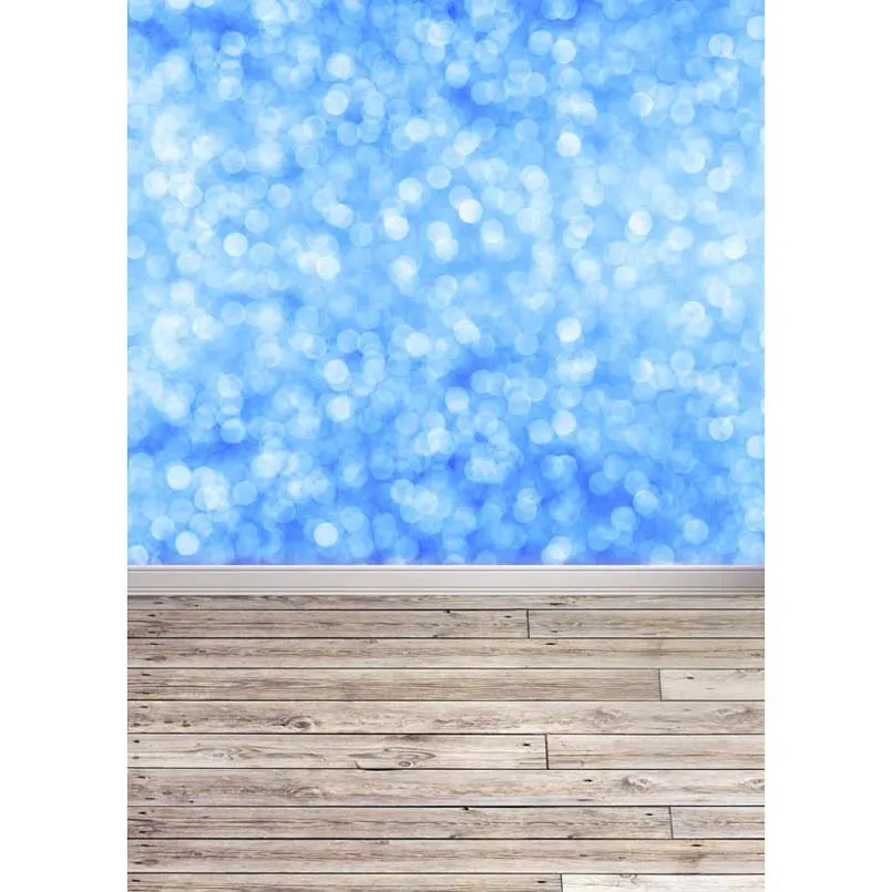 Bokeh Photography Backdrops Wooden Floor Blue Backgrounds for Photo Studio Shoot Children Baby Shower Portrait Vinyl Cloth | Электроника