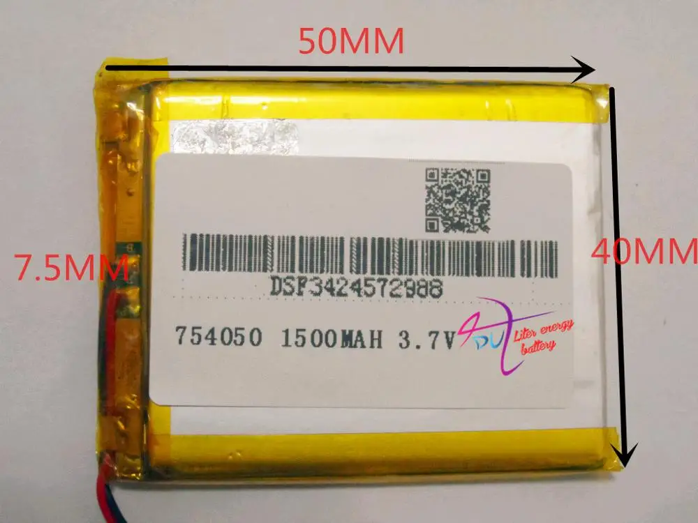 Планшетный аккумулятор 3 7 V 1500 mAH [754050] PLIB полимерный литий-ионный/литий-ионный для