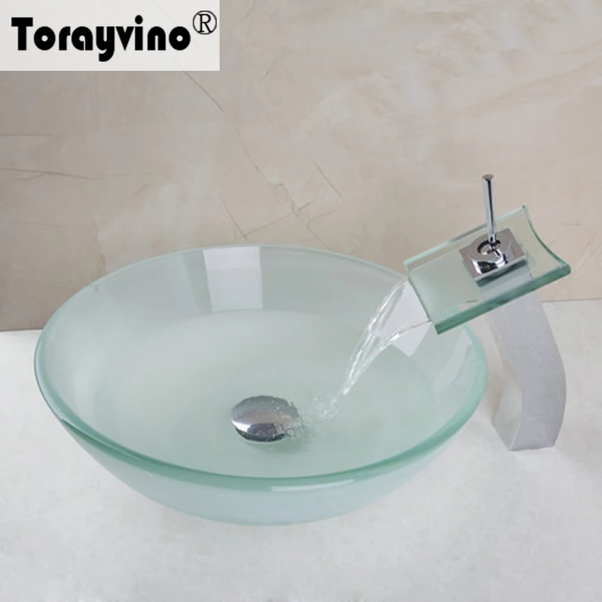 

Torayvino латунный набор для ванной комнаты, раковина из закаленного стекла, ручная роспись