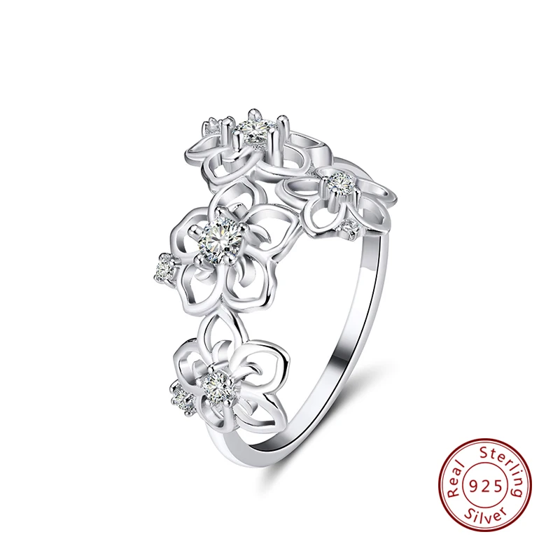 white color ORSA JEWELS, 4 цвета,, 925, женские кольца в виде цветка, циркония, Стерлинговое Серебро, блестящий циркон, женский подарок на вечеринку, кольцо, хорошее ювелирное изделие ASR91 - Цвет камня: white color