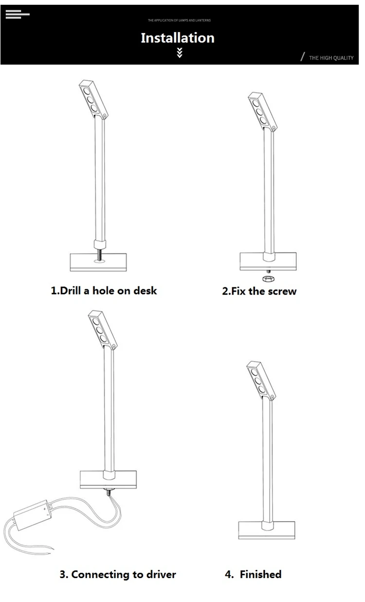 85-265Vac input led cabinet spot lamp, 3W showcase, Jewelry Upright lamp, rotatable 13-43cm accent Cree gradevin display light