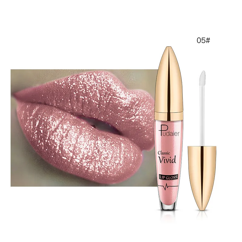 Pudaier 18Colors Glitter Liquid Lipgloss Waterproof Makeup Cosmetics Bright Lip Sense Metallic Matte Pearl Lip Gloss - Цвет: Color 05