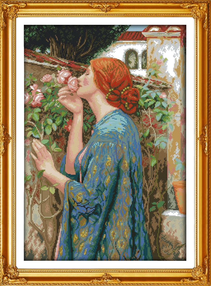 Набор для вышивки крестиком женщин и цветов 14ct 11ct|handmade needlework|embroidery diyflower cross stitch kits