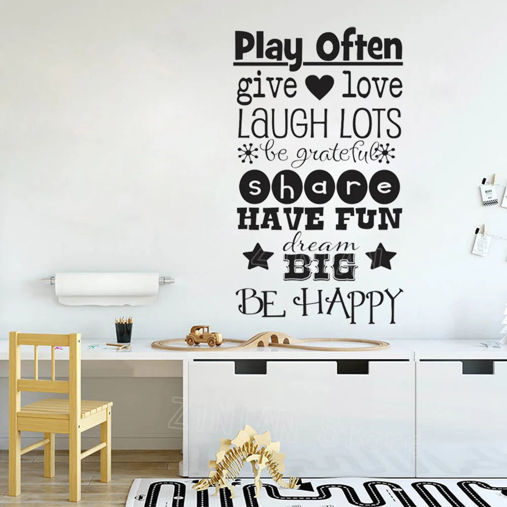 Наклейки на стену правила игровой комнаты Be Happy Dream большие виниловые