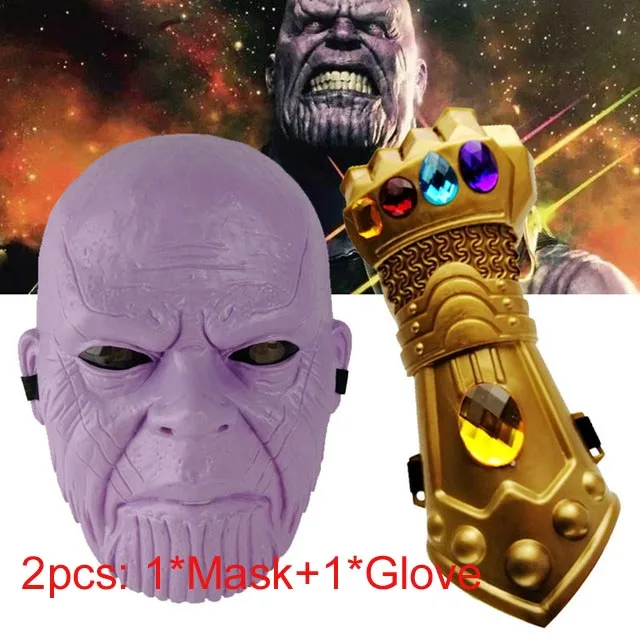 Mask Glove Делюкс танос мышечная одежда костюм детей фильма мстители завершающей Таноса Костюмы супергероев для мальчиков вечернее платье на Хэллоуин костюм - Цвет: Mask Glove