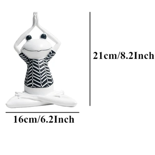 Frog Yoga Model-3 VILEAD 3 вида стилей из смолы в черно-белую полоску, фигурки лягушки для йоги, статуэтки животных для йоги, Милая модель лягушки для офиса, домашнего декора, подарки - Цвет: Frog Yoga Model-3