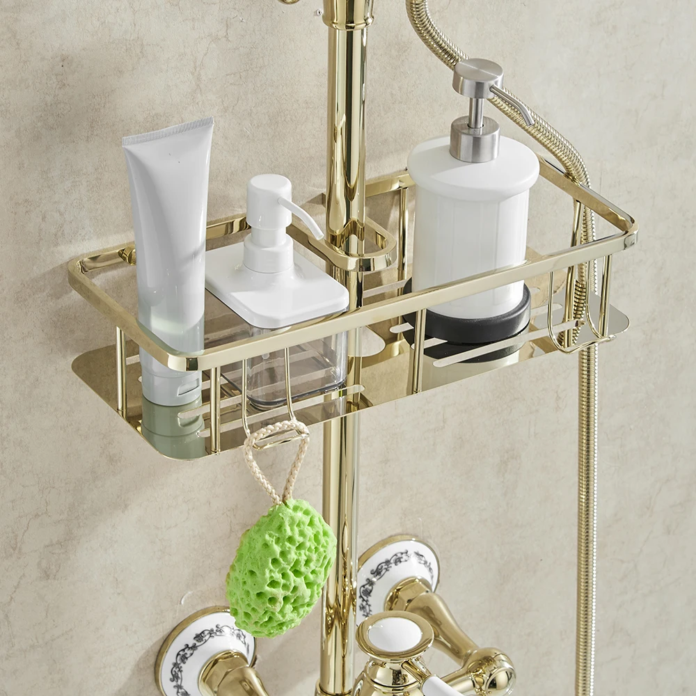 Ванная комната полки для душа Нержавеющая сталь Материал с крючок крепится на 2-х