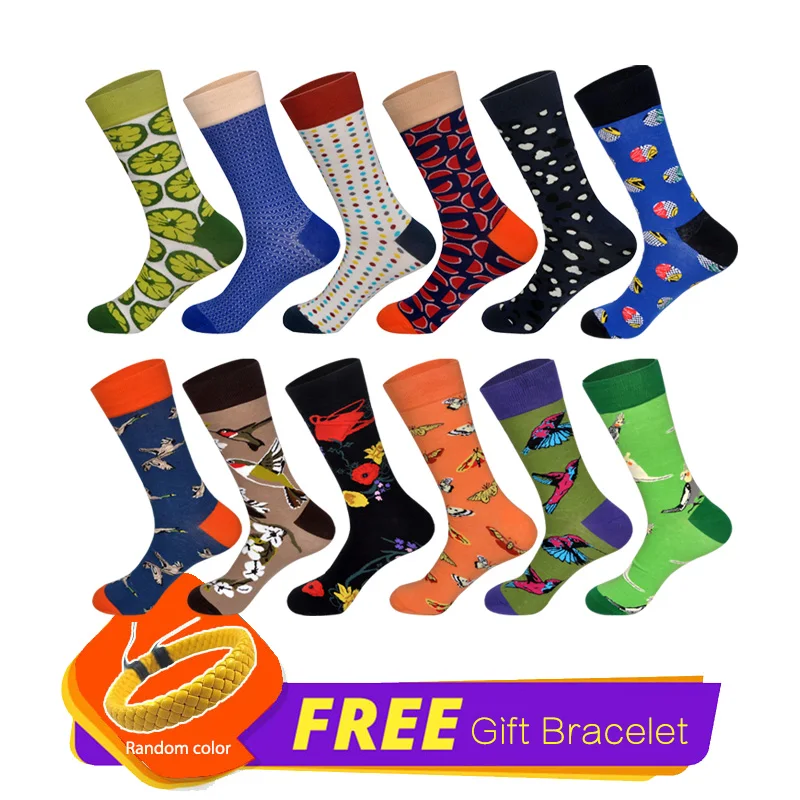 LIONZONE 12 пар/лот Harajuku крутые хлопковые мужские носки теплые счастливые свадебные