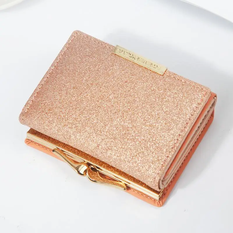 Женский блестящий кошелек, три сложения, кошельки cartera mujer, Дамский кошелек с карманом для монет, Женский кошелек, простой клатч, portefeuille femme - Цвет: Orange
