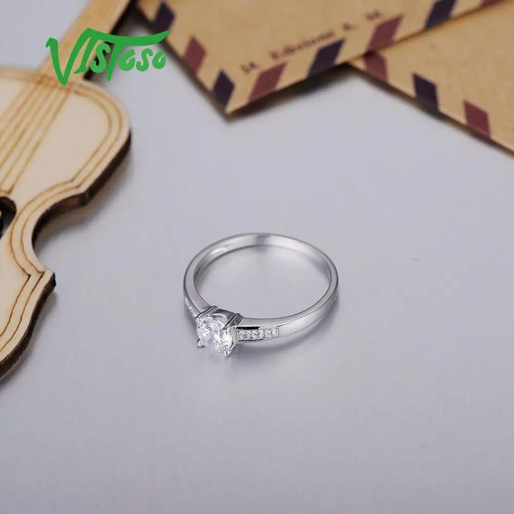 VISTOSO 925 пробы серебряные кольца для женщин ослепительный белый кубический
