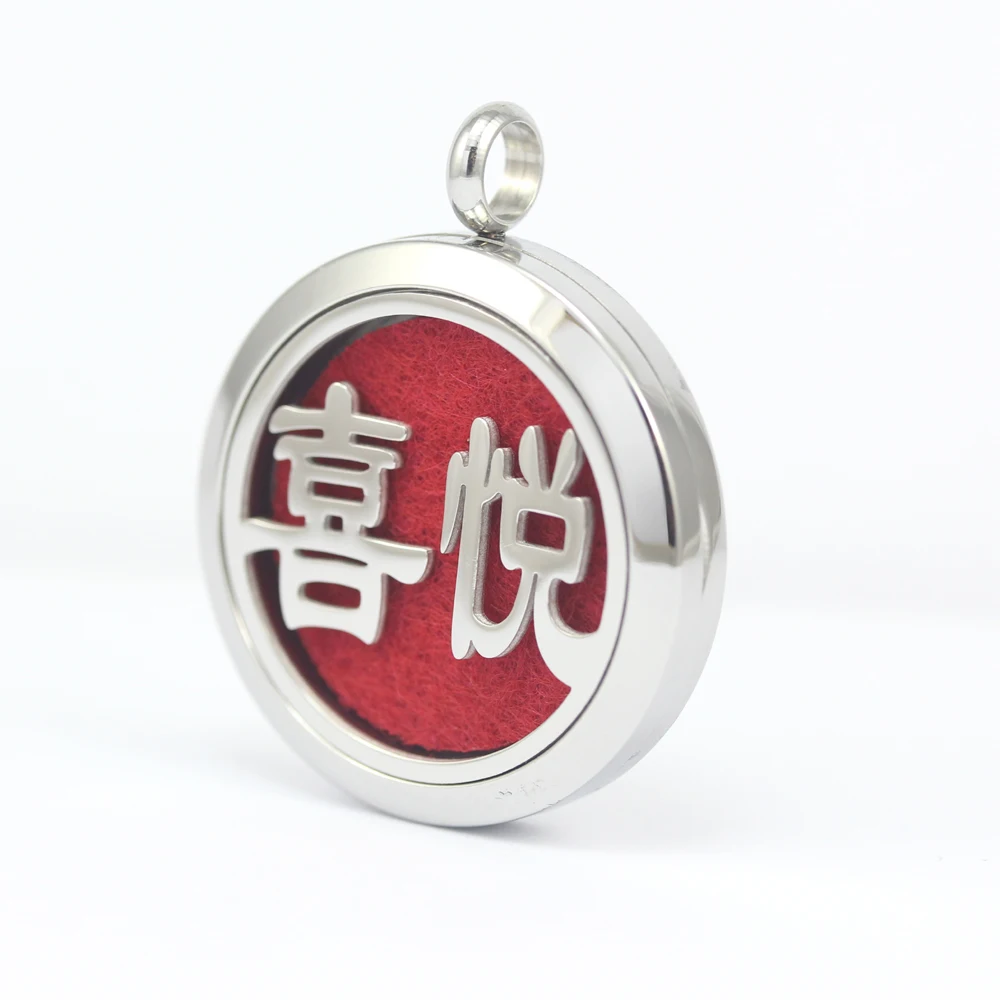 

Нержавеющая сталь 30 мм китайский радостный благоприятный слова круглый ароматерапия/эфирное масло диффузор духи медальон кулон