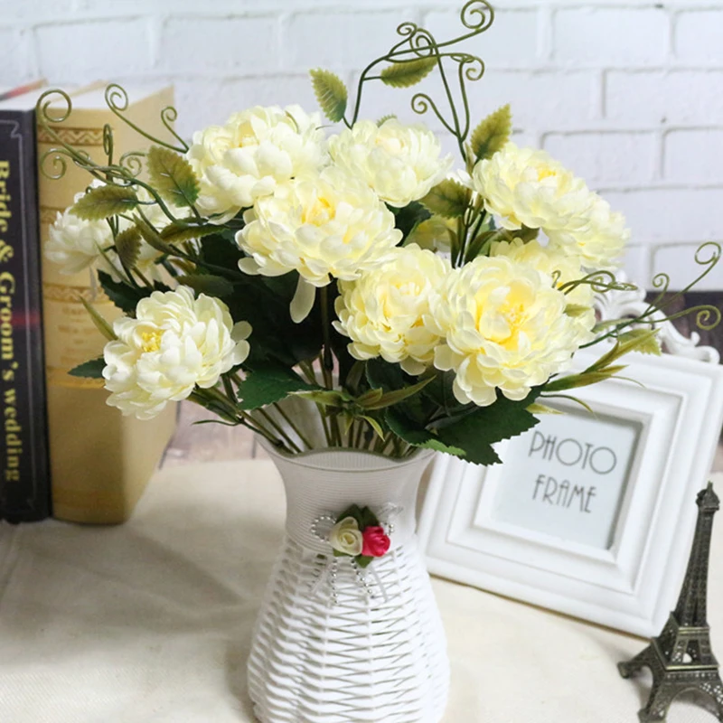 Искусственная хризантема из шелка с 7 головками маргаритки Цветы DIY букет для