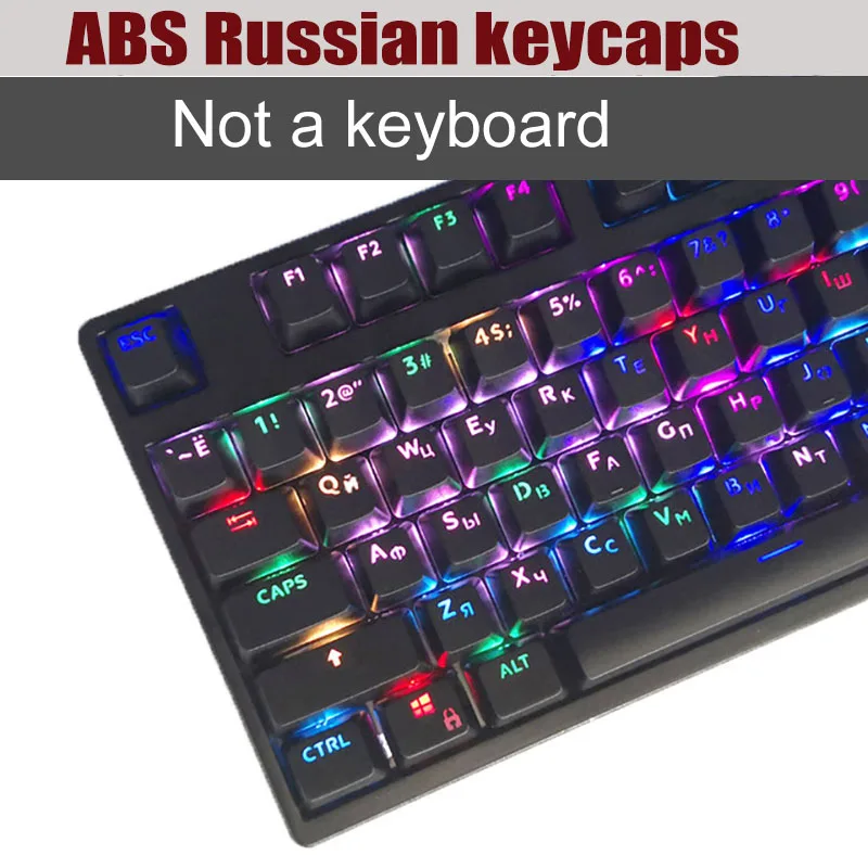 ABS Russian black PBT Русский Испанский Французский колпачки для механической клавиатуры MX переключатели DIY Замена прозрачная поддержка светодиодного освещения колпачки - Цвет: ABS Russian black
