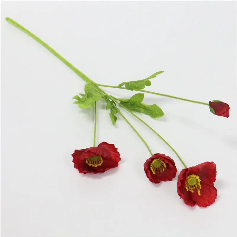 deep red XUELY 59 см свадебное украшение искусственный цветок мака украшение дома Имитация растения зеленое растение в горшках реквизит для фотосессии - Цвет: deep red