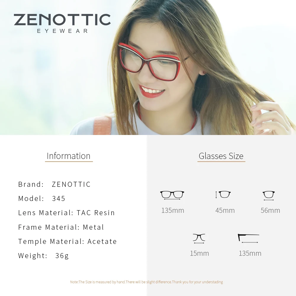 Ацетатная оправа для очков ZENOTTC женские прозрачные линзы в форме бабочки