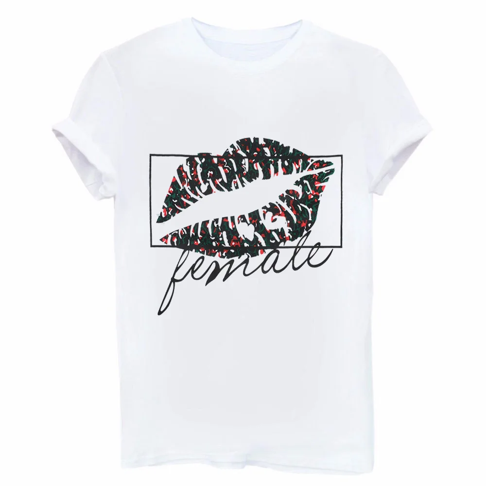 

BKLD 2019 New Women T-shirts Casual Harajuku Lip Printed Tops Tee Summer Female T shirt Short Sleeve T shirt For Women Clothing