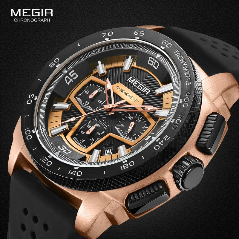 

MEGIR Brand Sport Watch Men Relogio Masculino Fashion Silicone Quartz Wrist Watches Clock Men Military Army Wristwatch 2056 xfcs