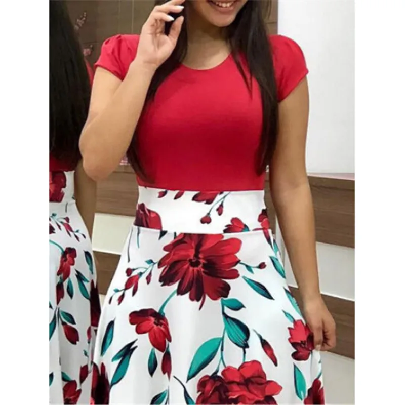 Женское платье с коротким рукавом Boho повседневное длинное вечернее макси