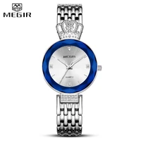 megir luxury elegance women watch fashion silver steel quartz wrist watch for ladies watches waterproof female clock reloj mujer