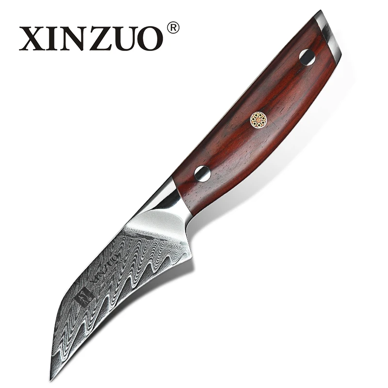 XINZUO " дюймовый нож для фруктов Дамасская сталь кухонные ножи Newarrival бритва острый нож для очистки овощей ручка из розового дерева