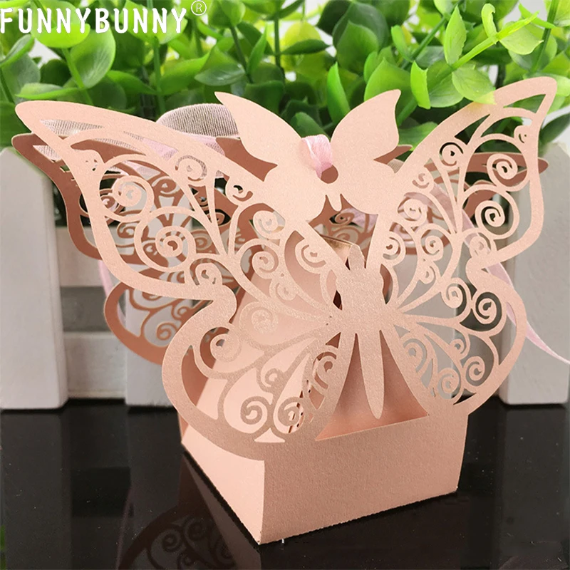 FUNNYBUNNY 10 шт. лазерная резка бабочек подарочные коробки для свадьбы вечеринок