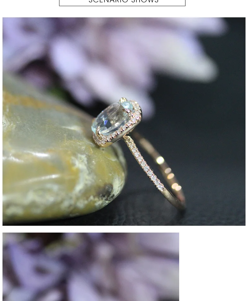 Дюпюи мода Аквамарин Обручение кольцо 7*9mm1. 7ct овальным вырезом обручальное кольцо Женщины Книги по искусству классический элегантный кольцо с бриллиантом D180182
