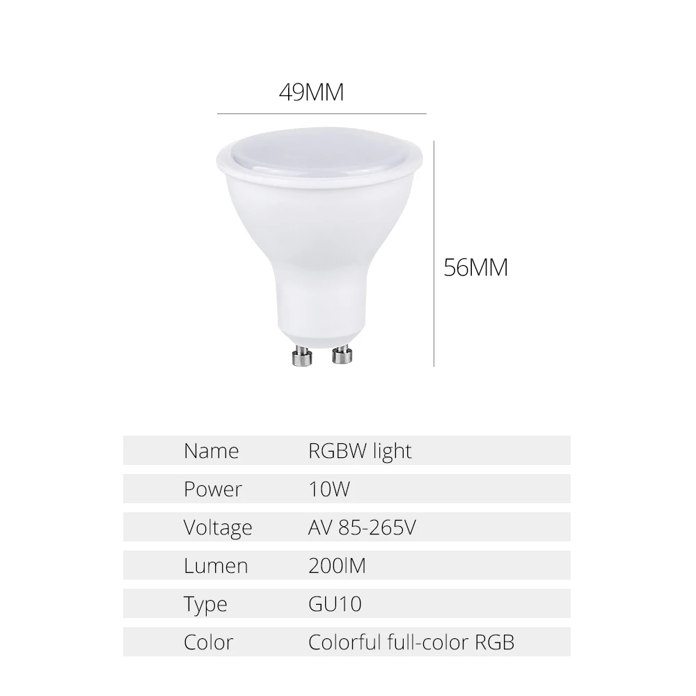 Ампульная Светодиодная лампа GU10 RGBW 10 Вт 85 265 в разноцветная Диодная RGB GU5.3 с