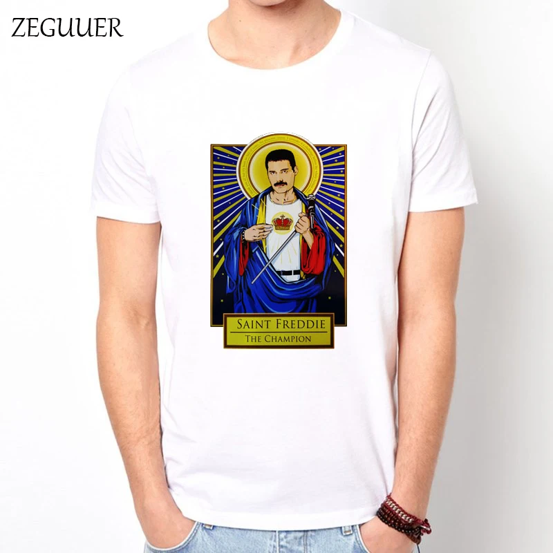 Футболка Freddie Mercury Team Harajuku с принтом Модная хлопковая Мужская футболка круглым