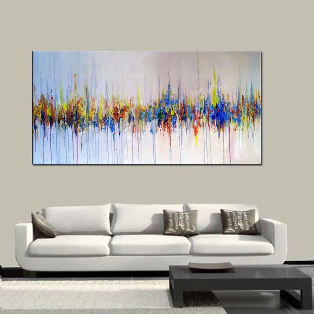 Hand Painted Abstract Canvas Oil Painting Colorful Wall Picture Living Room Bedroom Hotel Home Decor Gift | Дом и сад