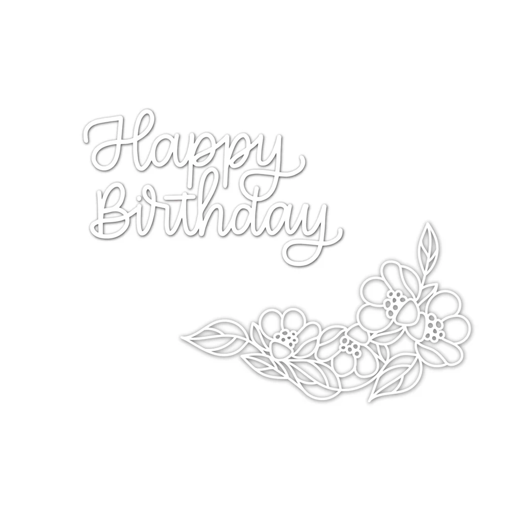 Birthday And Flower С днем рождения металлические режущие штампы трафареты для поделок Скрапбукинг Подарочная бумажная карта декоративное ремесло тиснение высечки Новинка - Цвет: Birthday And Flower