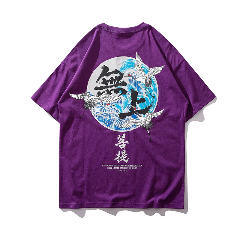 Bebovisi бренд Японская уличная одежда Ukiyo E печатных футболки Harajuku Хип-хоп стиль мужские футболки повседневные большие