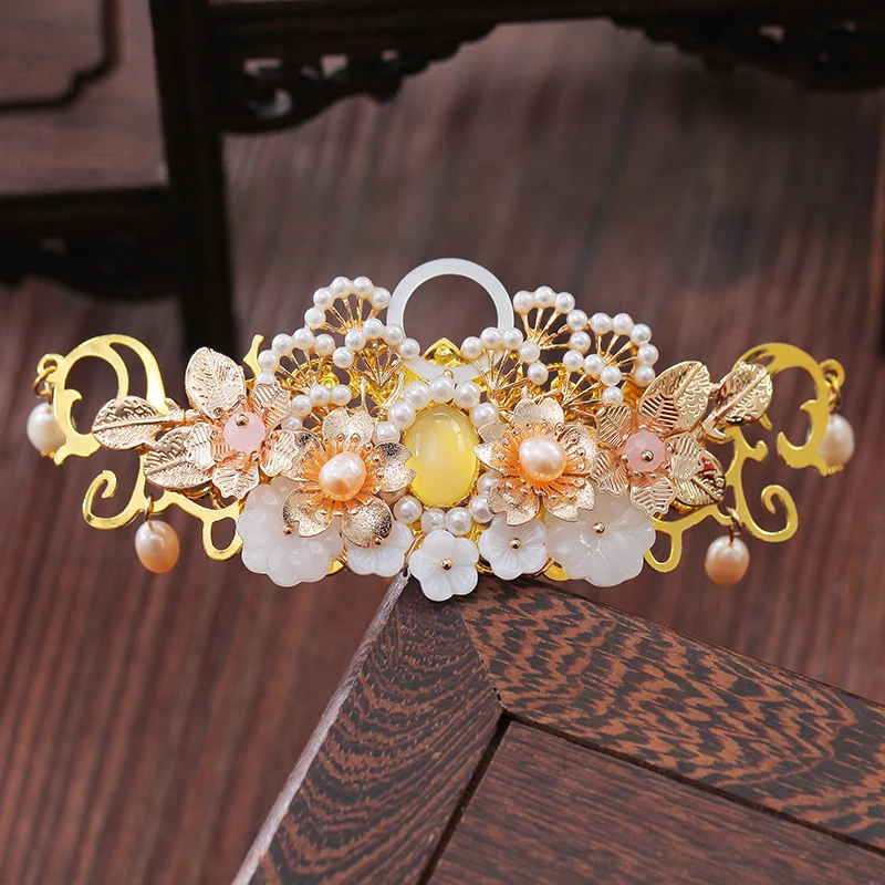 Традиционный наряд ханьфу аксессуары для волос шпильки костюмы ручной работы жемчужная оболочка волос Корона кисточка ручной работы шпилька Fengbu встряхивание головной убор