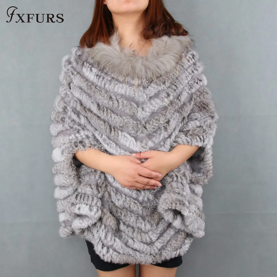 Новинка 2020 модная шаль из натурального кроличьего меха FXFURS женская меховая