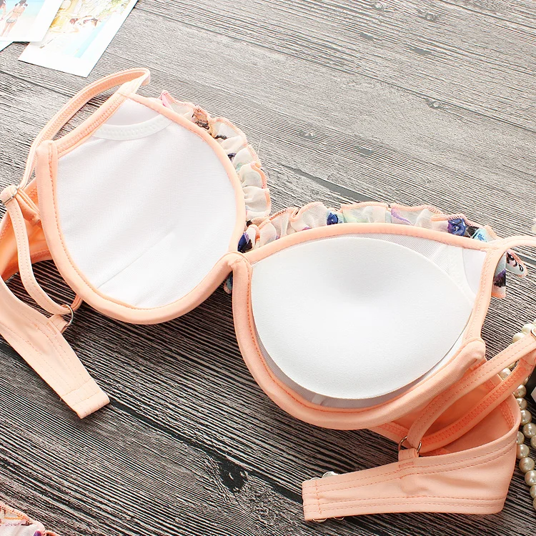 2017 сексуальные бикини женский купальник с бретелькой через шею топ цветами