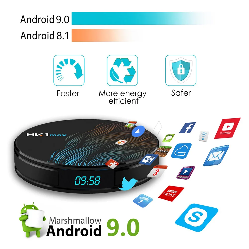 HK1 Max ТВ коробка Android 9 0 RK3328 медиа плеер 2 ГБ/16 ГБ Поддержка 4G Wi Fi HDMI2.0 Декодер каналов