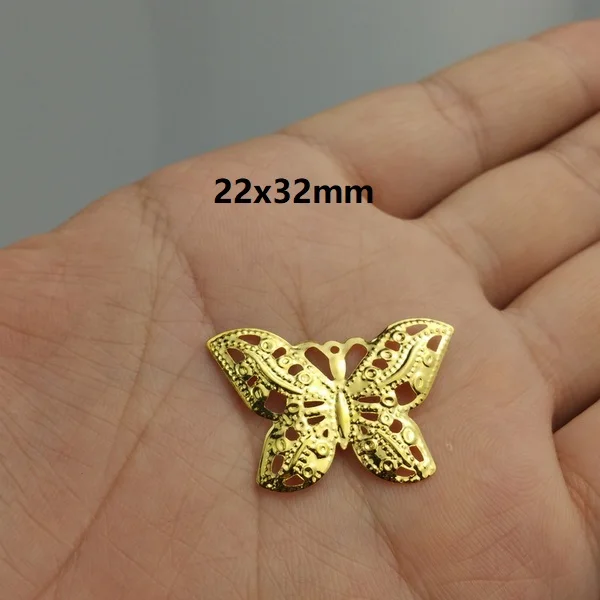 gold 20pcs Розничная филигранная Бабочка Обертывания соединители украшения ремесла подарок украшение DIY фурнитура Аксессуары для одежды - Цвет: gold 20pcs